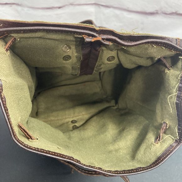 Genuine Leather Backpack Purse Pockets Adjustable Drawstring Buckle Brown Soft - Picture 9 of 14